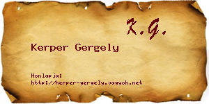 Kerper Gergely névjegykártya